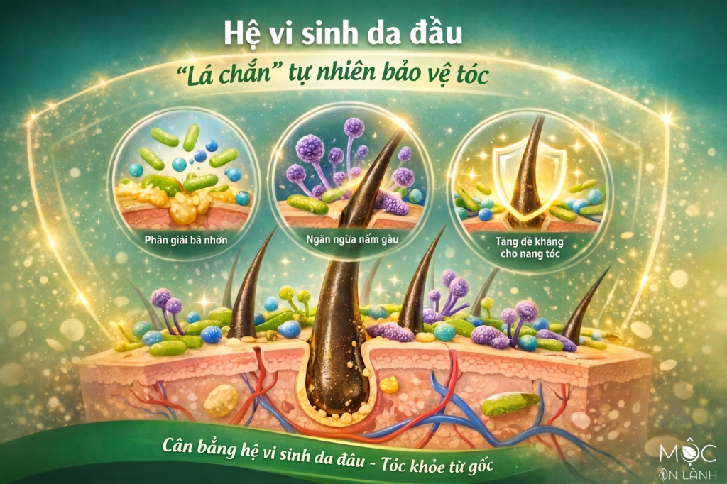 hệ vi sinh da đầu - "lá chắn" tự nhiên bảo vệ tóc